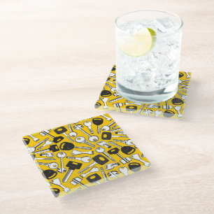 Set of Keys Background Glass Coaster