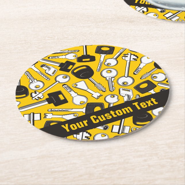Set of Keys Background Round Paper Coaster (Angled)