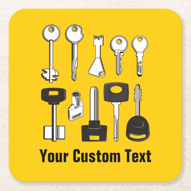 Set of Keys Square Paper Coaster (Front)
