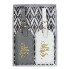 Set of Leather Mr & Mrs Honeymoon Luggage Tags