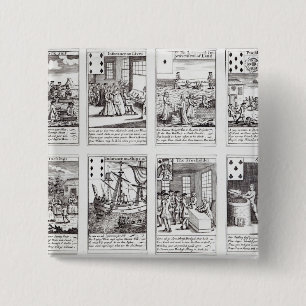 Set of Playing Cards depicting Satirical 15 Cm Square Badge