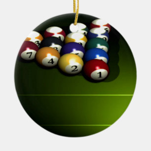 Set of pool balls ceramic tree decoration