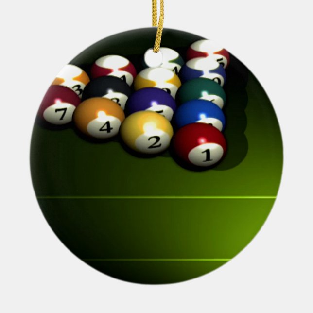 Set of pool balls ceramic tree decoration (Front)