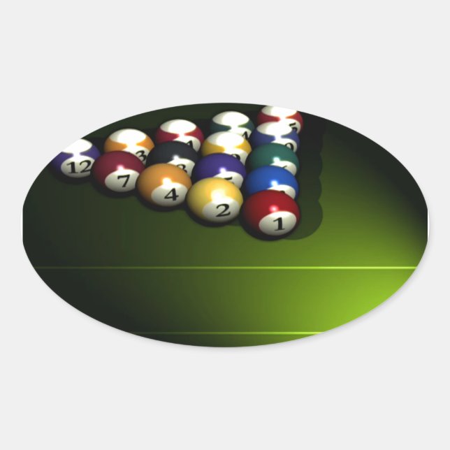 Set of pool balls oval sticker (Front)