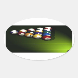 Set of pool balls oval sticker