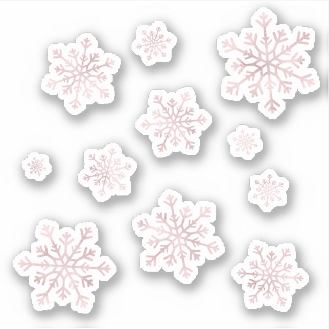 Set of Pretty Pink Christmas Winter Snowflakes (Front)