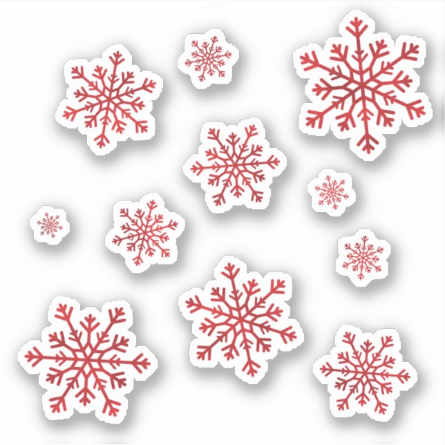 Set of Pretty Red Christmas Winter Snowflakes (Front)