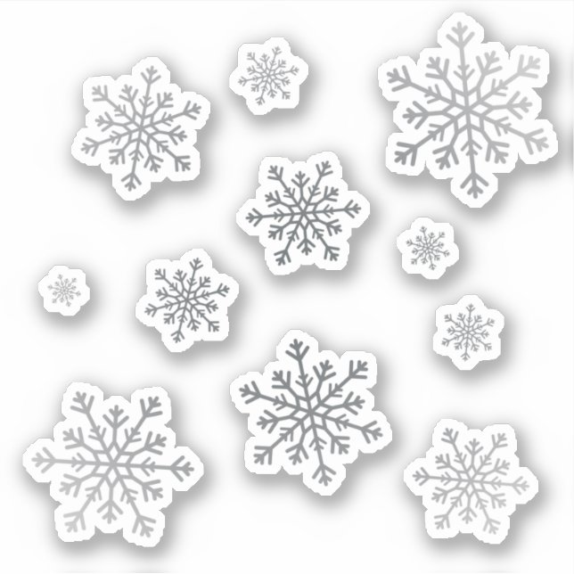 Set of Pretty Silver Christmas Winter Snowflakes (Front)