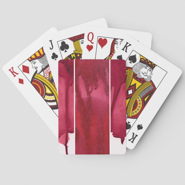 Set of red watercolor abstract hand painted playing cards (Back)