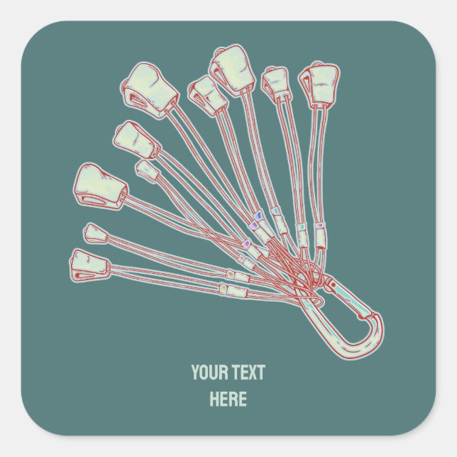 Set of rock climbing wires square sticker (Front)