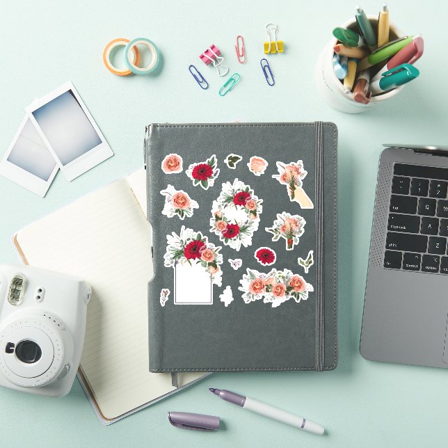 Set of roses and spring flowers elements (iPad Cover)