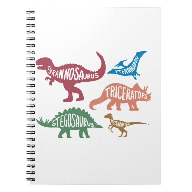 Set of silhouettes of different dinosaurs notebook (Front)