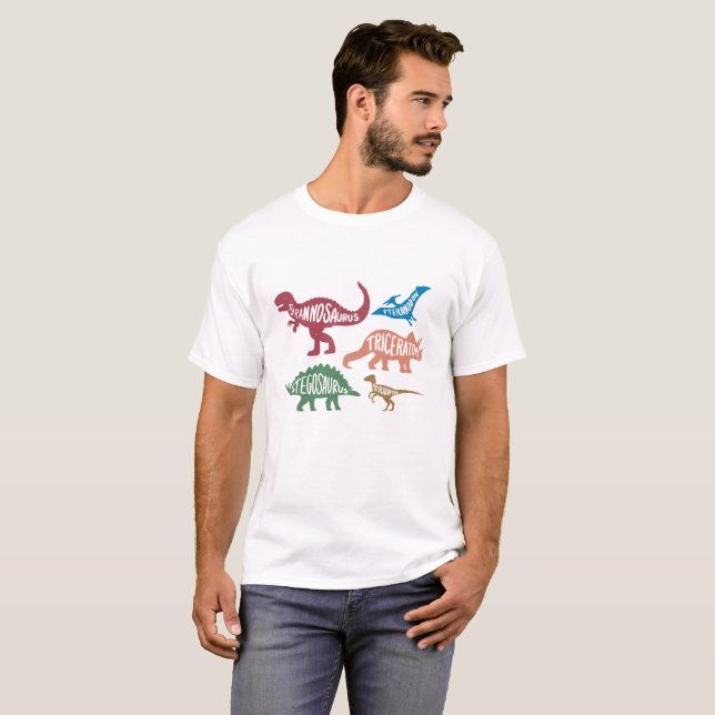 Set of silhouettes of different dinosaurs T-Shirt (Front Full)
