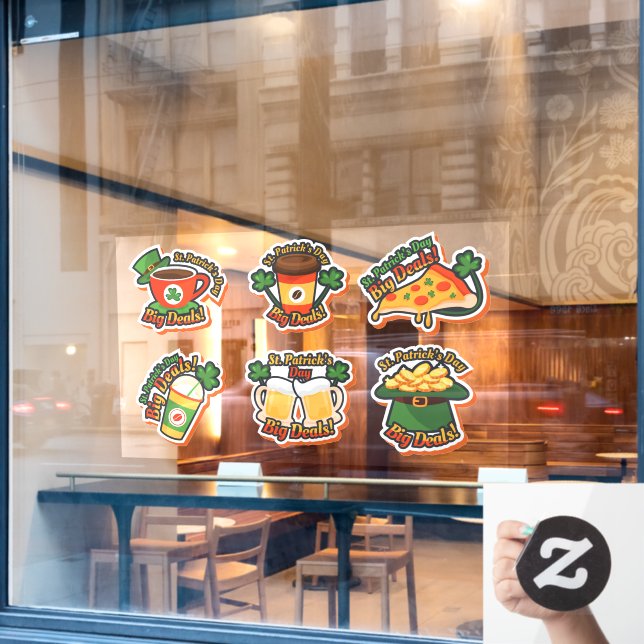 Set of Six St Patrick's Day Food Business (Cafe Window)