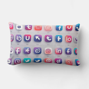 Set of social icons lumbar cushion