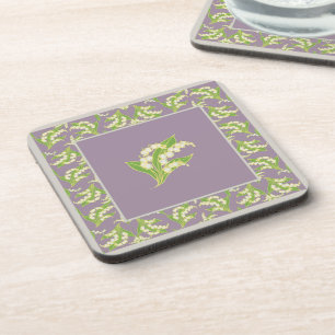 Set of Square Coasters: Lily of the Valley, Mauve Coaster