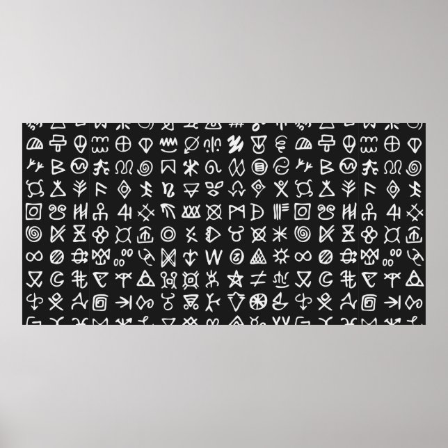Set of symbols rune letters font. Ancient occult a Poster (Front)
