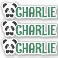 Set of Three Personalised Panda Name Labels