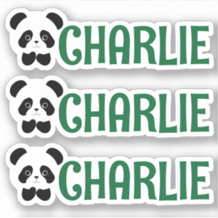 Set of Three Personalised Panda Name Labels