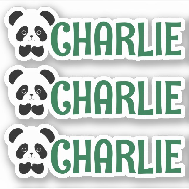 Set of Three Personalised Panda Name Labels (Front)