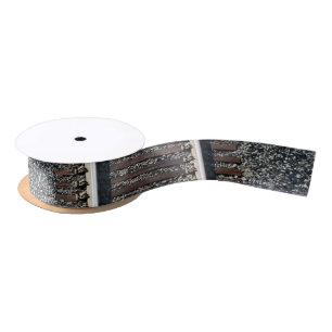 set of train tracks satin ribbon