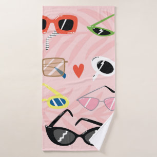 Set of trendy sunglasses in fun cartoon style bath towel