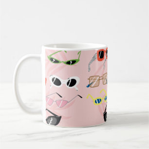 Set of trendy sunglasses in fun cartoon style coffee mug