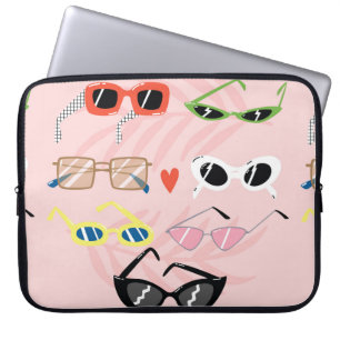 Set of trendy sunglasses in fun cartoon style laptop sleeve
