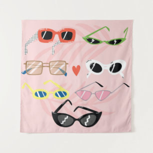 Set of trendy sunglasses in fun cartoon style tapestry