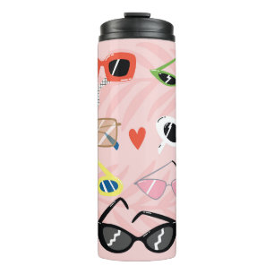 Set of trendy sunglasses in fun cartoon style thermal tumbler