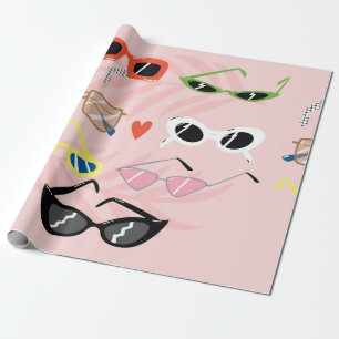 Set of trendy sunglasses in fun cartoon style wrapping paper