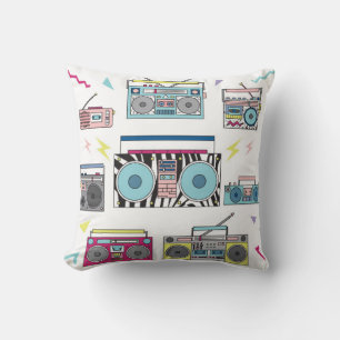 Set of various vintage cassette players. Retro 80s Cushion