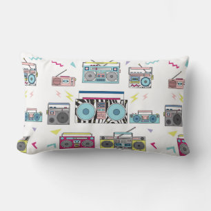 Set of various vintage cassette players. Retro 80s Lumbar Cushion