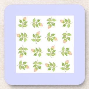 Set of Vintage Pink Rosebuds Cork-backed Coasters