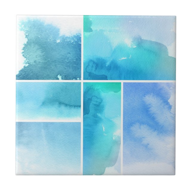 Set of watercolor abstract hand painted 2 tile (Front)