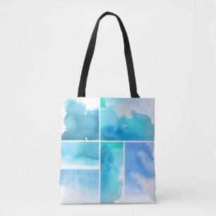 Set of watercolor abstract hand painted 2 tote bag