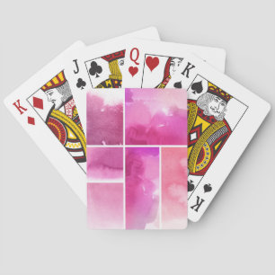 Set of watercolor abstract hand painted 3 playing cards