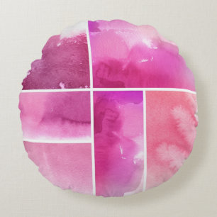 Set of watercolor abstract hand painted 3 round cushion