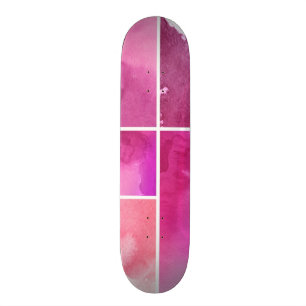 Set of watercolor abstract hand painted 3 skateboard