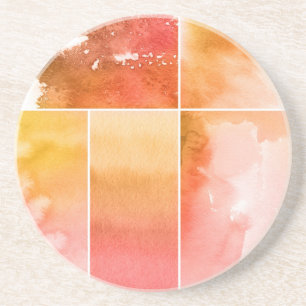 Set of watercolor abstract hand painted 4 coaster