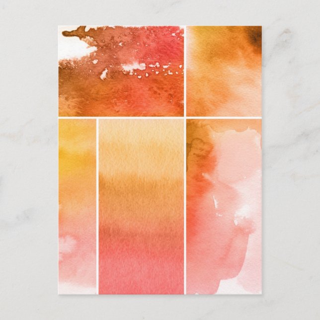 Set of watercolor abstract hand painted 4 postcard (Front)