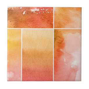 Set of watercolor abstract hand painted 4 tile