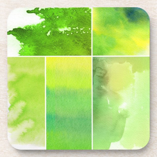 Set of watercolor abstract hand painted coaster (Front)