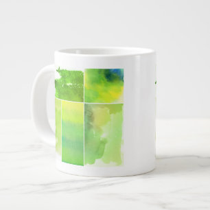 Set of watercolor abstract hand painted large coffee mug