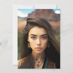 Set Of Young Beautiful Native American Women Holiday Card