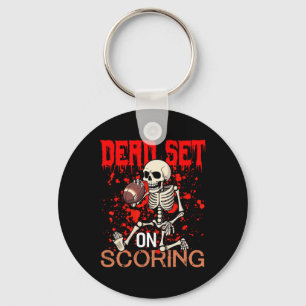 Set On Scoring Skeleton Football Player Halloween Key Ring