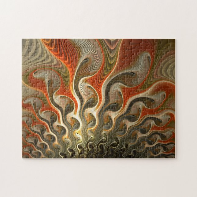 Set Phasers Orange Abstract Flames Jigsaw Puzzle (Horizontal)