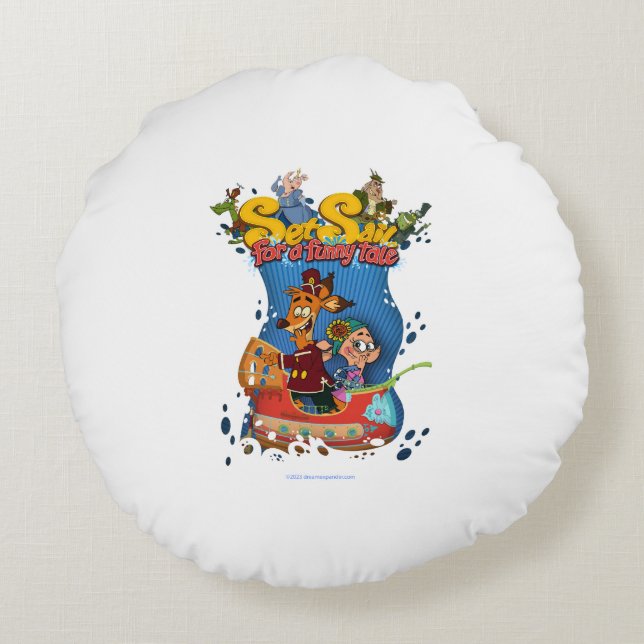 Set Sail for a Funny Tale  Round Cushion (Back)