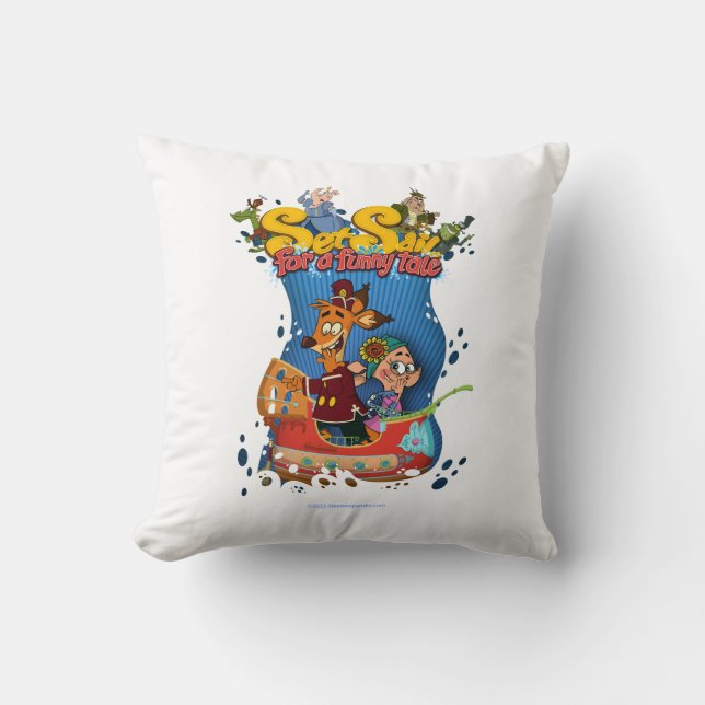 Set Sail for a Funny Tale throw pillow (Front)