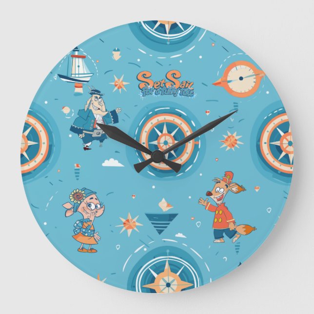 Set Sail for a Funny Tale wrap  Large Clock (Front)